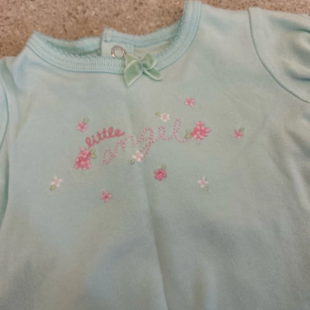 2‎ Carter’s Baby Girl Onesies Teal Little Angel and Purple Polka Dot Adorable